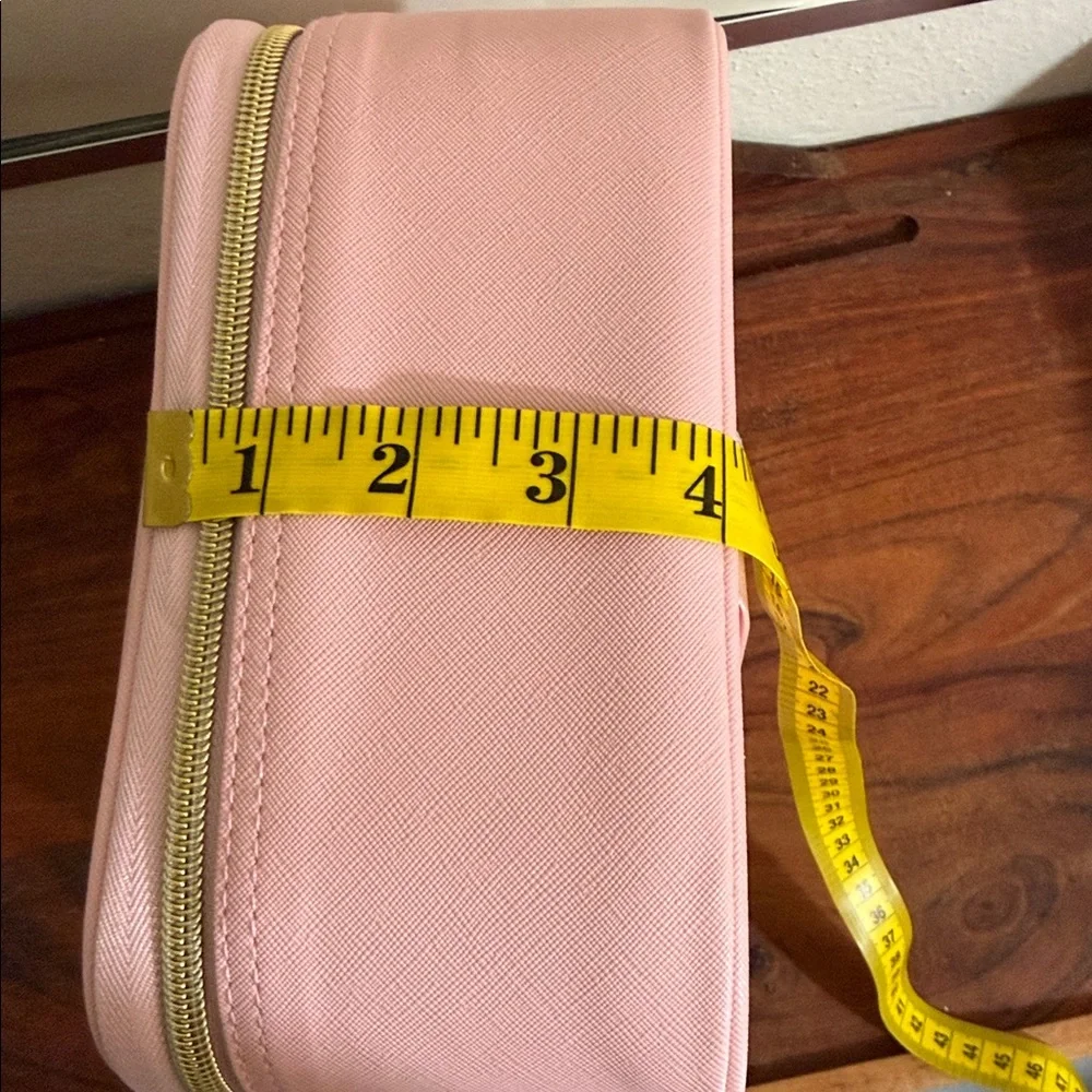 Cosmetic Storage Bag With LED Light Partition Organizer Large Travel Pink